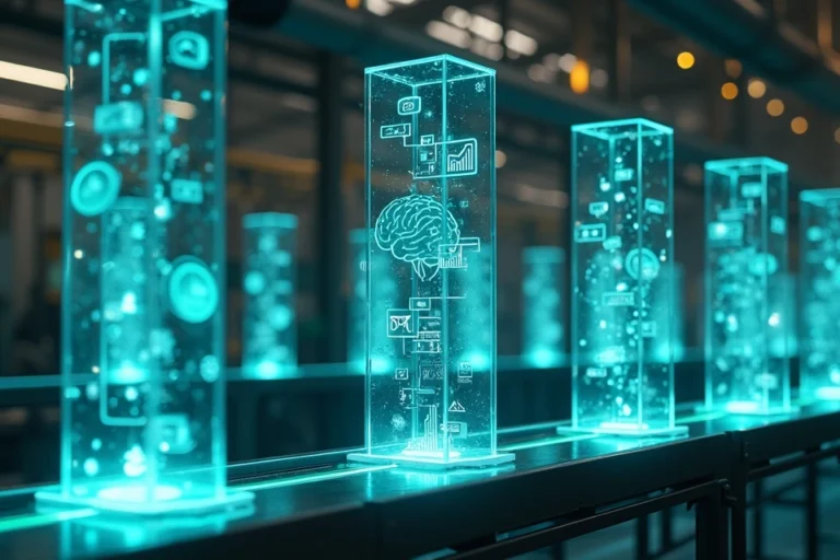 Linha de montagem digital simbolizando comparação de plataformas de atendimento para empresas