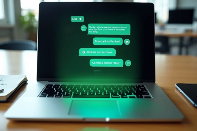 Teclado com atalhos de respostas rápidas destacando ícone do WhatsApp