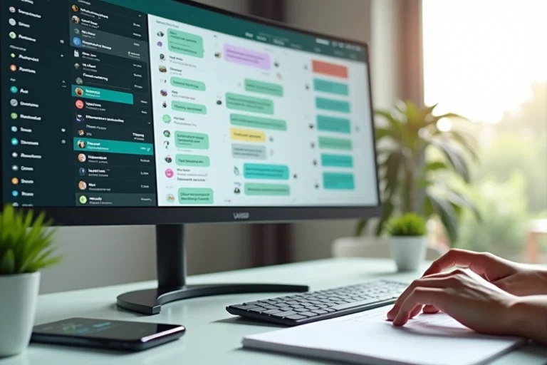 Painel digital com leads segmentados por etiquetas coloridas em chats de WhatsApp