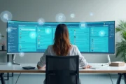 Agente de atendimento controlando fluxo de mensagens em várias filas organizadas